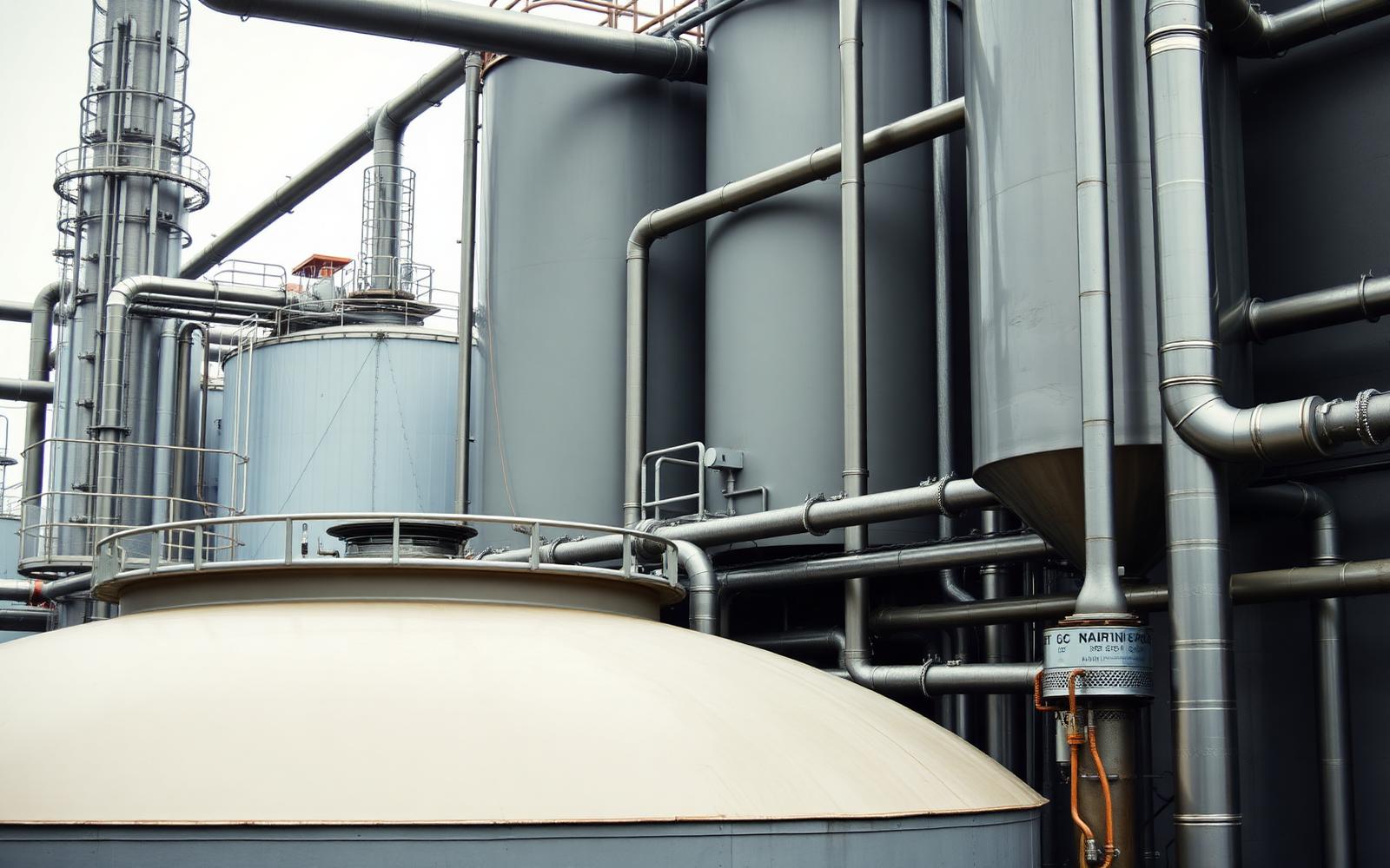 Process tanks and piping at a renewable fuel facility