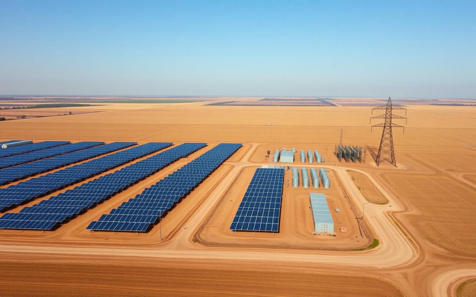Utility-scale solar farm and transmission infrastructure